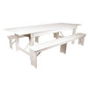 HERCULES Series 9' x 40" Antique Rustic White Folding Farm Table and Two Bench Set XA-FARM-6-WH-GG