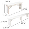 HERCULES Series 9' x 40" Antique Rustic White Folding Farm Table and Four Bench Set XA-FARM-7-WH-GG