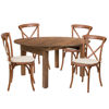 HERCULES Series 60" Round Solid Pine Folding Farm Dining Table Set with 4 Cross Back Chairs and Cushions XA-FARM-20-GG