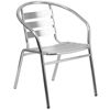 Commercial Aluminum Indoor-Outdoor Restaurant Stack Chair with Triple Slat Back and Arms TLH-017B-GG