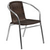 Commercial Aluminum and Dark Brown Rattan Indoor-Outdoor Restaurant Stack Chair TLH-020-GG