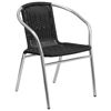 Commercial Aluminum and Black Rattan Indoor-Outdoor Restaurant Stack Chair TLH-020-BK-GG