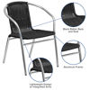 Commercial Aluminum and Black Rattan Indoor-Outdoor Restaurant Stack Chair TLH-020-BK-GG