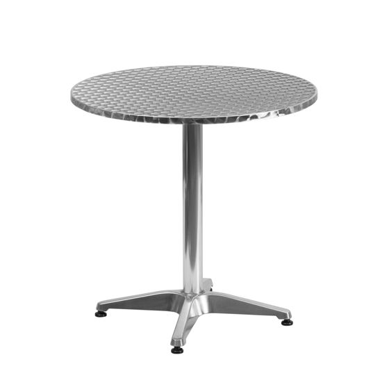 27.5'' Round Aluminum Indoor-Outdoor Table with Base TLH-052-2-GG