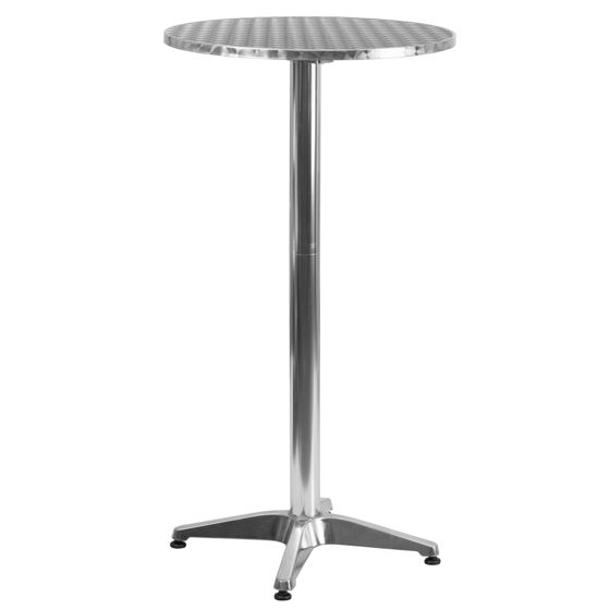 23.25" Round Aluminum Indoor-Outdoor Bar Height Table with Flip-Up Table TLH-059A-GG