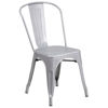 Commercial Grade Silver Metal Indoor-Outdoor Stackable Chair CH-31230-SIL-GG