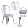 Commercial Grade Silver Metal Indoor-Outdoor Stackable Chair CH-31230-SIL-GG