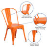 Commercial Grade Orange Metal Indoor-Outdoor Stackable Chair CH-31230-OR-GG