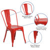 Commercial Grade Red Metal Indoor-Outdoor Stackable Chair CH-31230-RED-GG