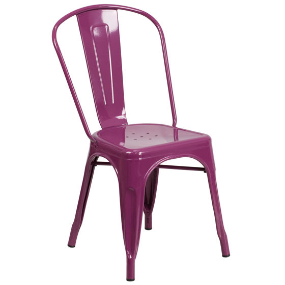 Commercial Grade Purple Metal Indoor-Outdoor Stackable Chair ET-3534-PUR-GG