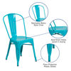 Commercial Grade Crystal Teal-Blue Metal Indoor-Outdoor Stackable Chair ET-3534-CB-GG