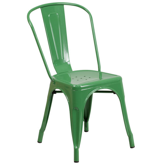 Commercial Grade Green Metal Indoor-Outdoor Stackable Chair CH-31230-GN-GG