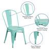 Commercial Grade Mint Green Metal Indoor-Outdoor Stackable Chair ET-3534-MINT-GG