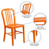 Commercial Grade Orange Metal Indoor-Outdoor Chair CH-61200-18-OR-GG