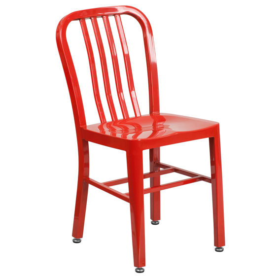 Commercial Grade Red Metal Indoor-Outdoor Chair CH-61200-18-RED-GG