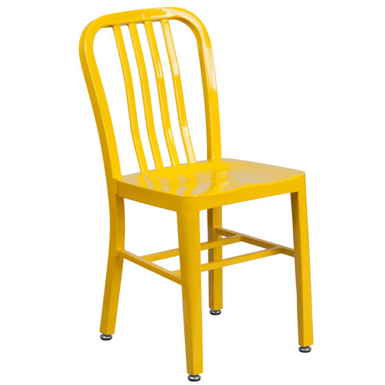Commercial Grade Yellow Metal Indoor-Outdoor Chair CH-61200-18-YL-GG