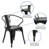 Commercial Grade Black Metal Indoor-Outdoor Chair with Arms CH-31270-BK-GG