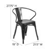 Commercial Grade Black Metal Indoor-Outdoor Chair with Arms CH-31270-BK-GG