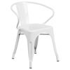 Commercial Grade White Metal Indoor-Outdoor Chair with Arms CH-31270-WH-GG