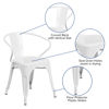 Commercial Grade White Metal Indoor-Outdoor Chair with Arms CH-31270-WH-GG