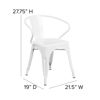 Commercial Grade White Metal Indoor-Outdoor Chair with Arms CH-31270-WH-GG