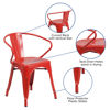 Commercial Grade Red Metal Indoor-Outdoor Chair with Arms CH-31270-RED-GG