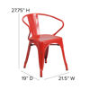 Commercial Grade Red Metal Indoor-Outdoor Chair with Arms CH-31270-RED-GG