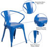 Commercial Grade Blue Metal Indoor-Outdoor Chair with Arms CH-31270-BL-GG