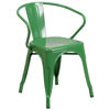 Commercial Grade Green Metal Indoor-Outdoor Chair with Arms CH-31270-GN-GG