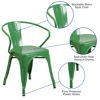Commercial Grade Green Metal Indoor-Outdoor Chair with Arms CH-31270-GN-GG