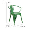 Commercial Grade Green Metal Indoor-Outdoor Chair with Arms CH-31270-GN-GG