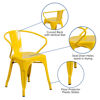 Commercial Grade Yellow Metal Indoor-Outdoor Chair with Arms CH-31270-YL-GG