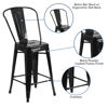 Commercial Grade 24" High Black Metal Indoor-Outdoor Counter Height Stool with Removable Back CH-31320-24GB-BK-GG