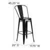 Commercial Grade 30" High Black Metal Indoor-Outdoor Barstool with Removable Back CH-31320-30GB-BK-GG
