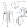 Commercial Grade 24" High White Metal Indoor-Outdoor Counter Height Stool with Removable Back CH-31320-24GB-WH-GG