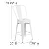 Commercial Grade 24" High White Metal Indoor-Outdoor Counter Height Stool with Removable Back CH-31320-24GB-WH-GG