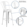 Commercial Grade 30" High White Metal Indoor-Outdoor Barstool with Removable Back CH-31320-30GB-WH-GG