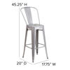 Commercial Grade 30" High Silver Metal Indoor-Outdoor Barstool with Removable Back CH-31320-30GB-SIL-GG