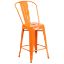 Commercial Grade 24" High Orange Metal Indoor-Outdoor Counter Height Stool with Removable Back CH-31320-24GB-OR-GG