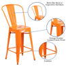 Commercial Grade 24" High Orange Metal Indoor-Outdoor Counter Height Stool with Removable Back CH-31320-24GB-OR-GG