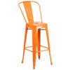 Commercial Grade 30" High Orange Metal Indoor-Outdoor Barstool with Removable Back CH-31320-30GB-OR-GG
