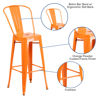 Commercial Grade 30" High Orange Metal Indoor-Outdoor Barstool with Removable Back CH-31320-30GB-OR-GG