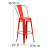 Commercial Grade 30" High Red Metal Indoor-Outdoor Barstool with Removable Back CH-31320-30GB-RED-GG