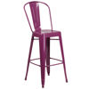 Commercial Grade 30" High Purple Metal Indoor-Outdoor Barstool with Back ET-3534-30-PUR-GG