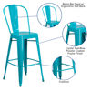 Commercial Grade 30" High Crystal Teal-Blue Metal Indoor-Outdoor Barstool with Back ET-3534-30-CB-GG