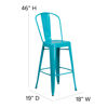 Commercial Grade 30" High Crystal Teal-Blue Metal Indoor-Outdoor Barstool with Back ET-3534-30-CB-GG