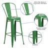 Commercial Grade 30" High Green Metal Indoor-Outdoor Barstool with Removable Back CH-31320-30GB-GN-GG