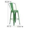 Commercial Grade 30" High Green Metal Indoor-Outdoor Barstool with Removable Back CH-31320-30GB-GN-GG