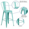 Commercial Grade 30" High Mint Green Metal Indoor-Outdoor Barstool with Back ET-3534-30-MINT-GG