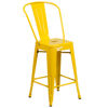 Commercial Grade 24" High Yellow Metal Indoor-Outdoor Counter Height Stool with Removable Back CH-31320-24GB-YL-GG